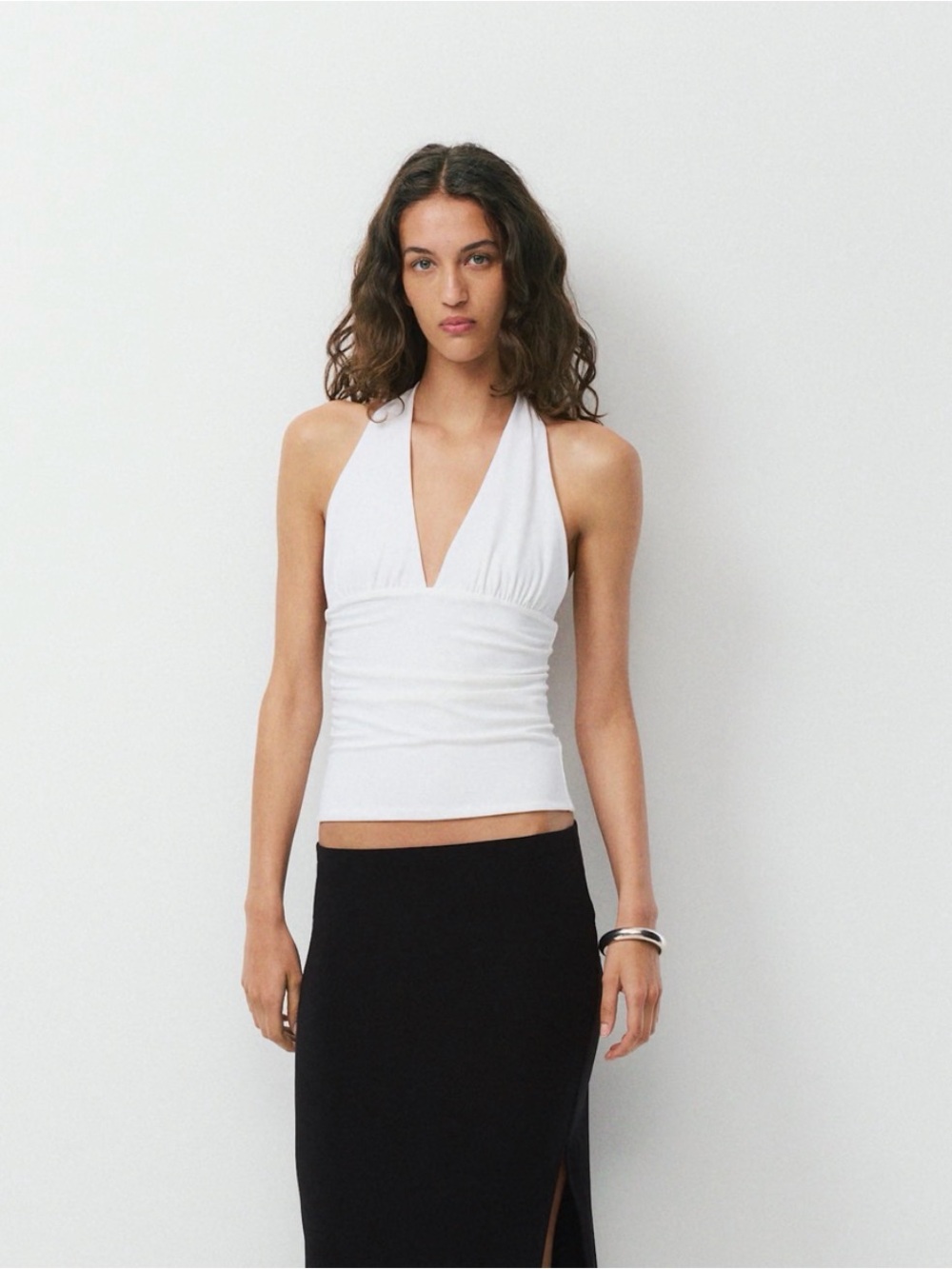 Aritzia White Halter V-Neck Camisole